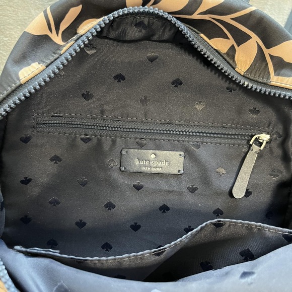 Kate Spade New York Backpack Womens Mini Black Beige Floral Print Zip Pockets - Picture 4 of 11